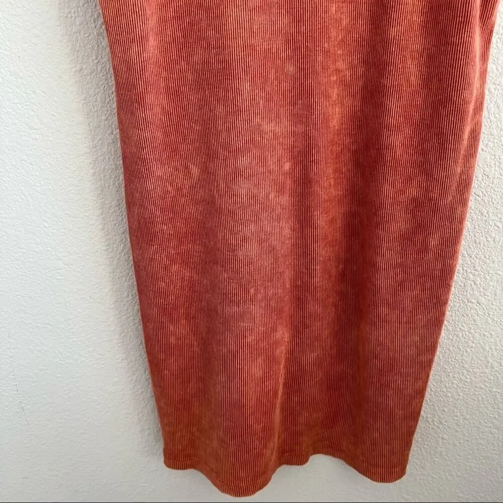 TopShop Red Orange Ribbed Tie Dye Tank Dress US 8